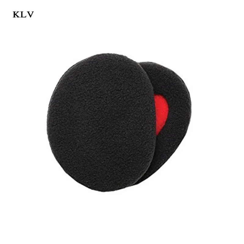 2Pcs/Pair Adult Unisex Winter Thicken Cotton Earbags Bandless Ear Warmers Cover Solid Color Leopard Windproof Earmuffs 12 Colors - Цвет: Black