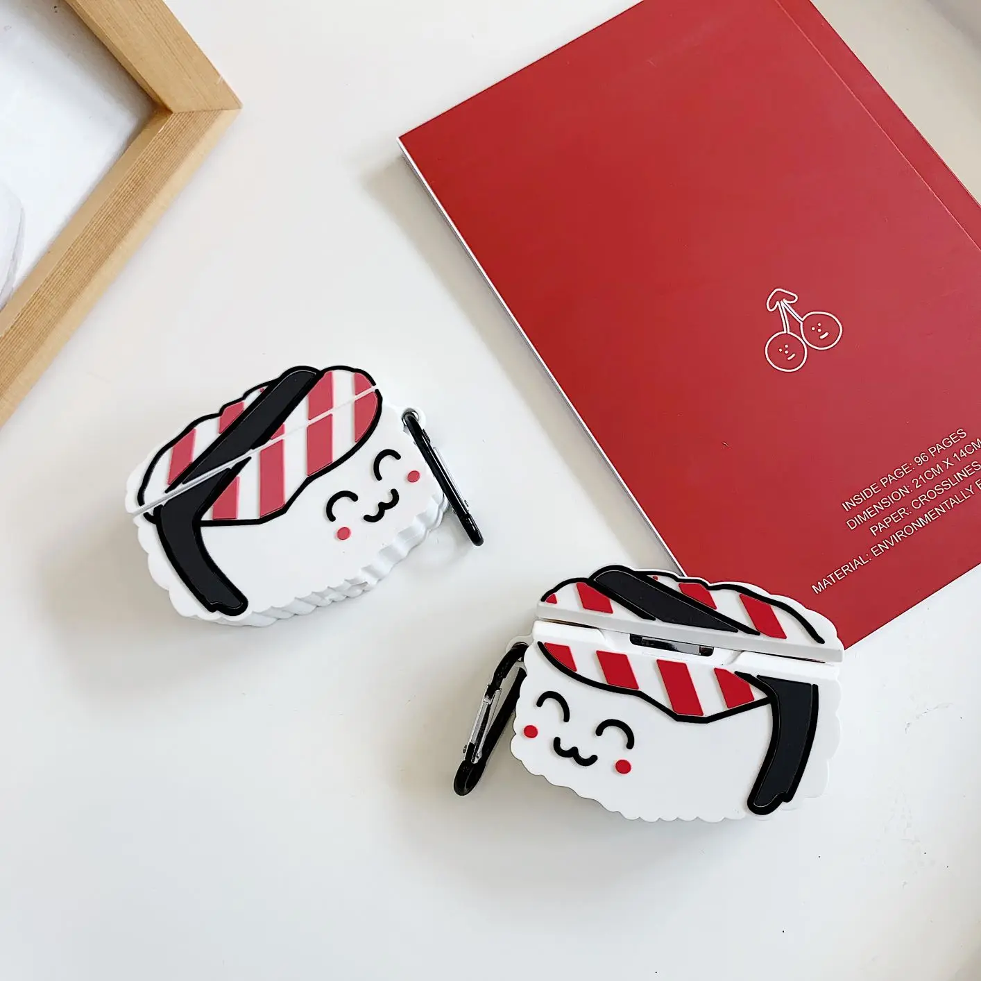 Забавный мультфильм рисовый шар чехол для Airpods Eaphone чехол bluetooth Беспроводная зарядка защитная коробка чехлы с кольцом крюк
