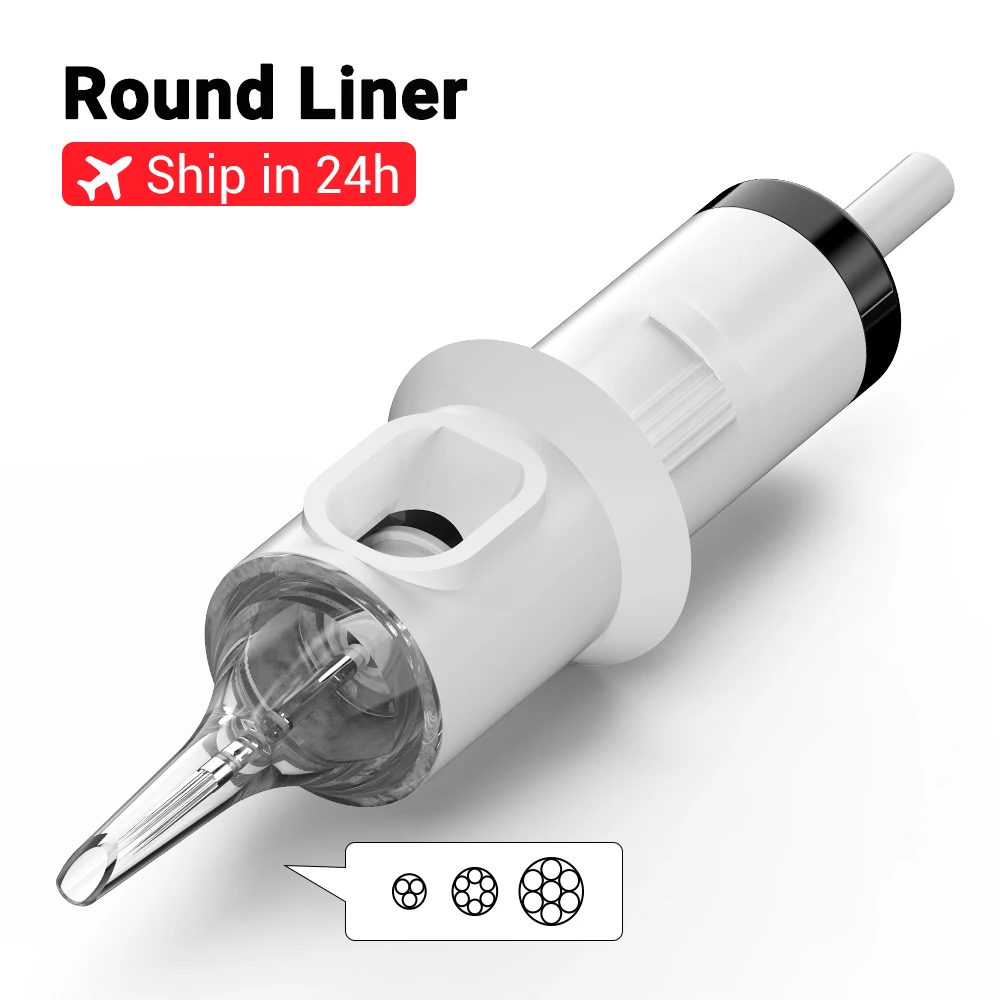 

50pcs Tattoo Needles Revolution Cartridge Round Liner for Tatto Gun Pen Machine #10 (0.30mm needle) #12 (0.35mm needle)