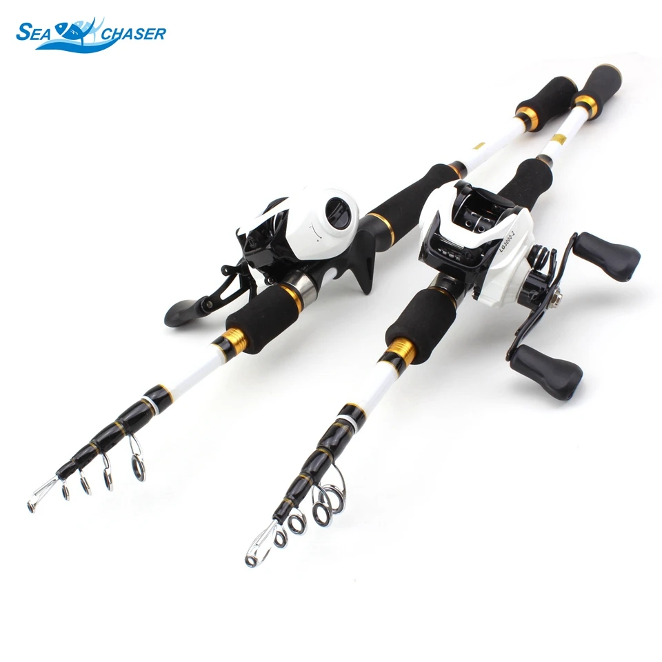 

NEW 1.8M 2.1M 2.4M 2.7M white Casting Rod and Casting Reel set carbon lure fishing rod Lure Weight 7-28g M power Travel Tackle