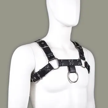 

Sexy Men PU Faux Leather Bandage Tops Straps Short Tank Top Bondage Hot Men Tops Harness Male Gay Lingerie Gay Wear F35