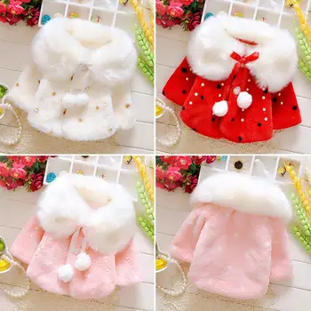 

Baby Girl Coats Children Casual Autumn Winter Comfort Soft Long-Sleeve Loose Version Thicken Warm Fur Jacket Princess Clothes