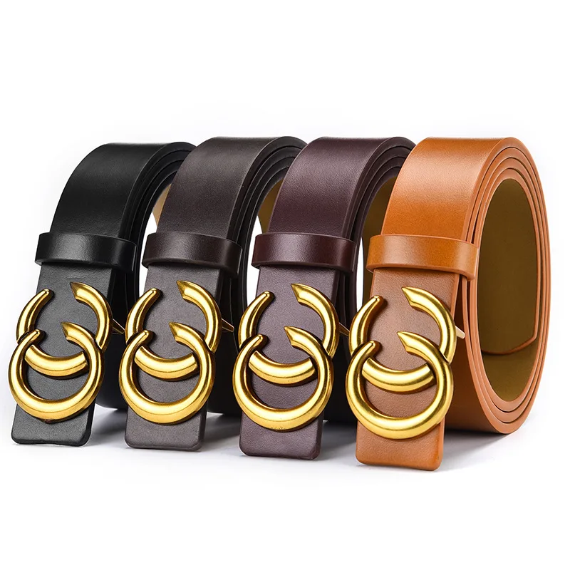 

Double C Unisex Belt Buckle Simple Fashion Wild Single Circle Denim Belt