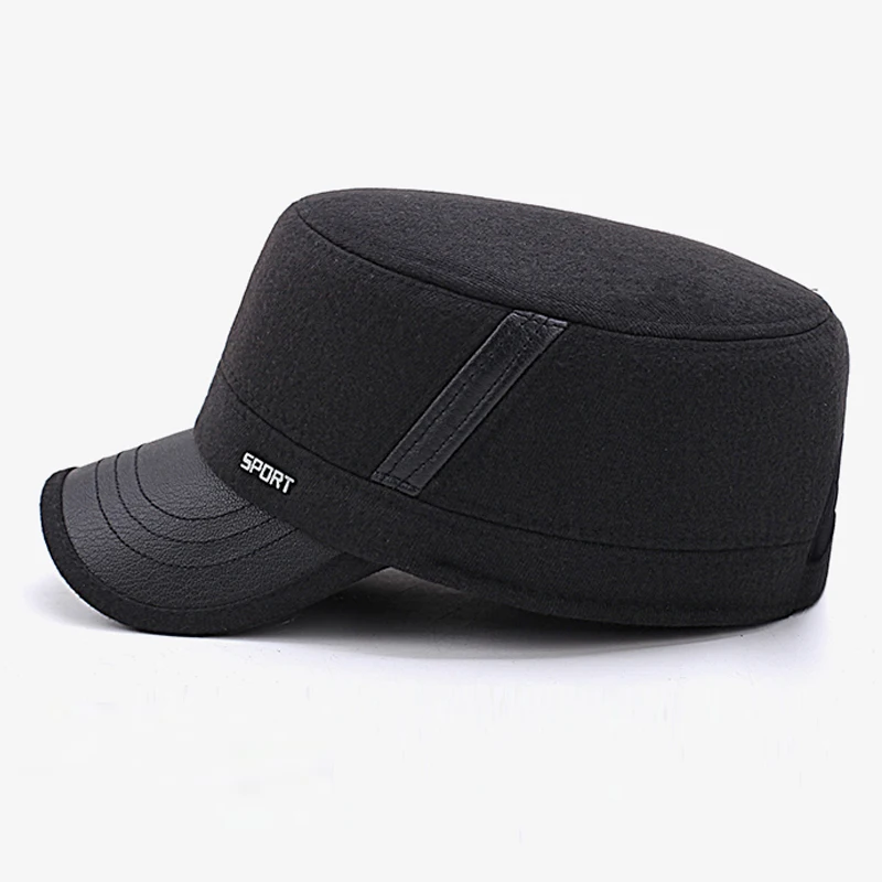 Warm Winter Cap Sport Golf Military Flat Hat Caps For Men Snapback Casquette Bones Dad Gorras Earflaps Thicken Male Baseball | Спорт и
