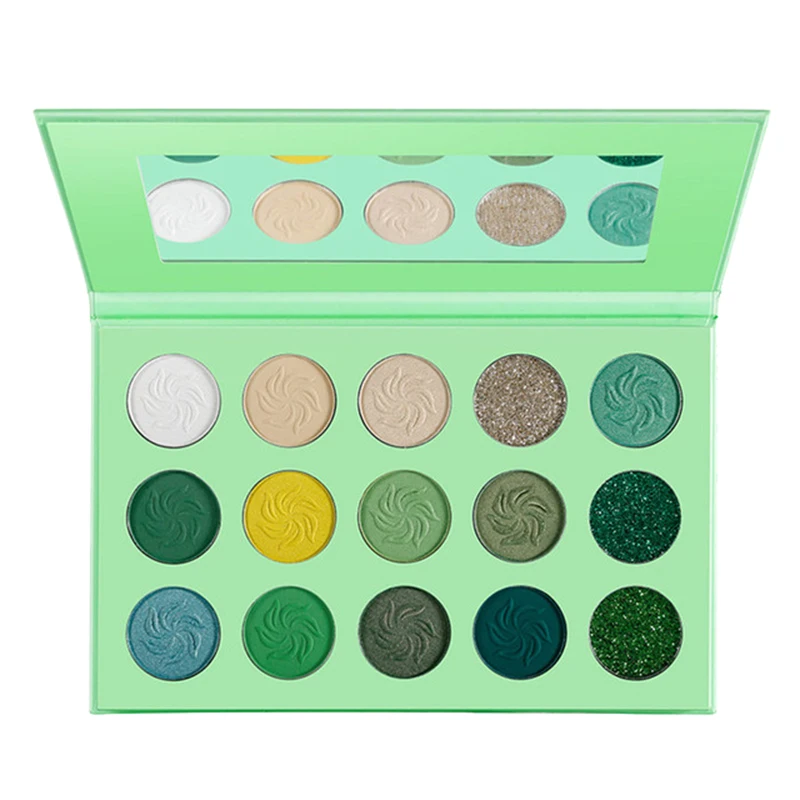 DE'LANCI Makeup Eyeshadow Palette 15 Color Matte Shimmer Pigmented Glitter Eye Shadow Palette Rainbow Neon Make Up Palette-Green DE'LANCI Makeup Eyeshadow Palette 15 Color Matte Shimmer Pigmented Glitter Eye Shadow Palette Rainbow Neon Make Up Palette-Green