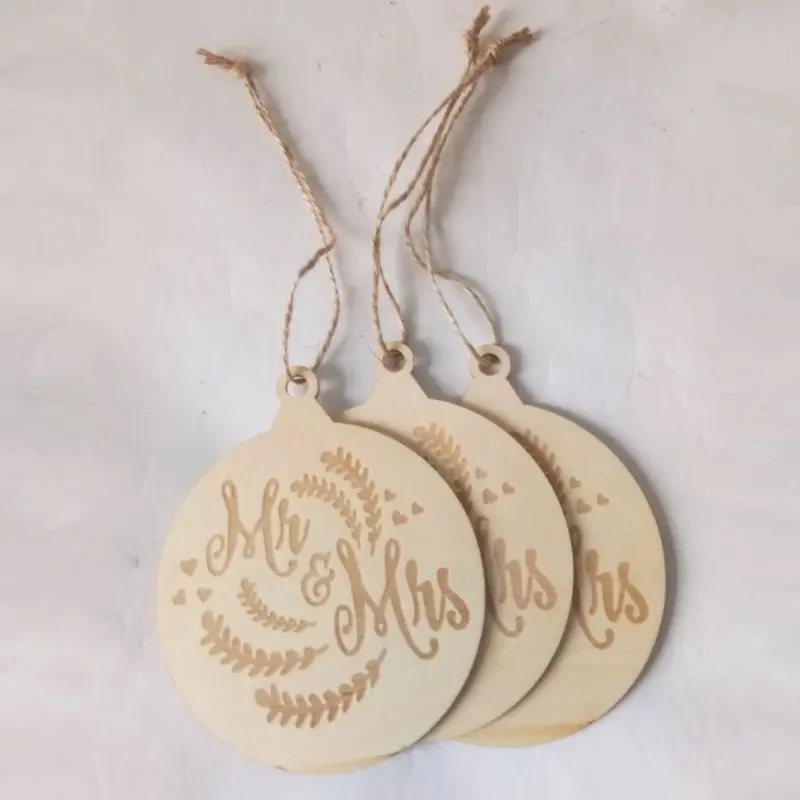 3pcs/set Mr& Mrs Wooden Hanging Pendant Christmas Tree Ornaments DIY Wedding 634E