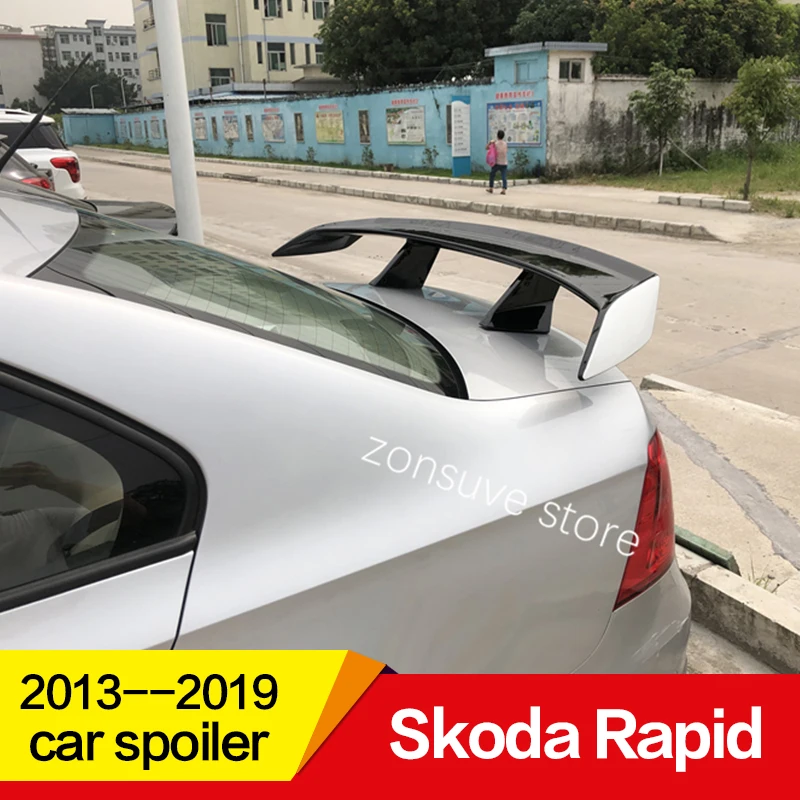 Использовать для Skoda Rapid спойлер 2013- год ABS Пластиковый материал заднее декоративное крыло EX стиль GT Спортивные Аксессуары