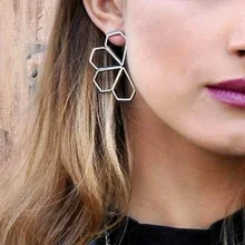 Новое Открытое платье с геометрическим принтом цвета: золотистый, серебристый Цвет, серьги со шпилькой, для Для женщин модное платье с цветочным узором в форме лепестка металла золота, серьги, ювелирное изделие