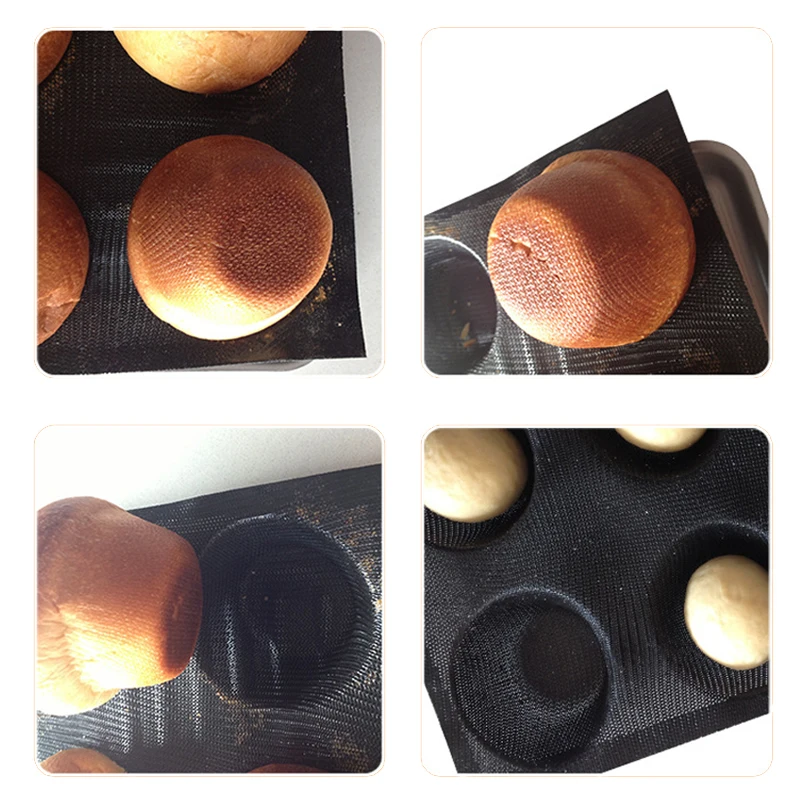 Meibum 6 полости антипригарная круглая форма для выпечки хлеба гамбургер булочка слоеная сковорода черная пористая стекловолокно силиконовая форма для кексов