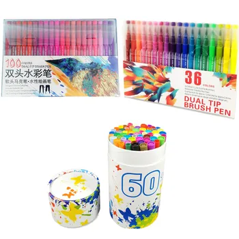 

Fineliner Color Pens rawing Painting Watercolor Dual Tip Brush Pen Art Markers Pens Calligraphy Sketching School Stationery