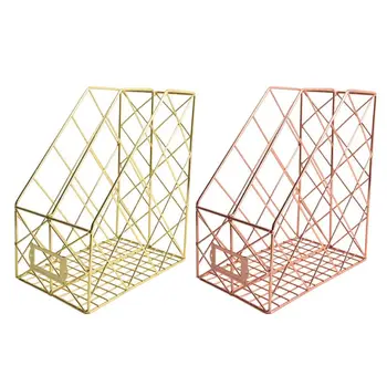 

Nordic Wrought Iron Grid File Holder Simple Double Layer Desk Shelf Book Storage G92E