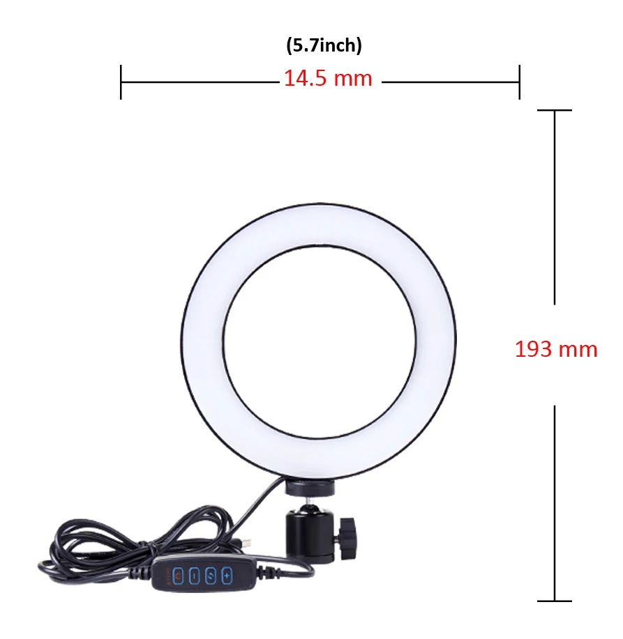 Only 5.7inch Light 10 дюймов USB зарядка светодиодный Selfie кольцо свет 5500K студийная фотография фото заполняющее кольцо свет с треногой для iPhone смартфон макияж - Цвет: Only 5.7inch Light