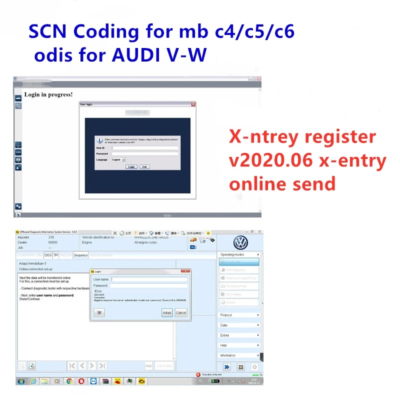 

software Online SCN Coding service for mb star c4 / c5 / c6 ODIS online cas 5054a forAudi xentry 2020.6 online software register