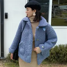 Женское зимнее теплое плюшевое пальто модное пальто из искусственного меха куртка из меха ягненка Женская Базовая Куртка парка верхняя одежда Смешанное пальто