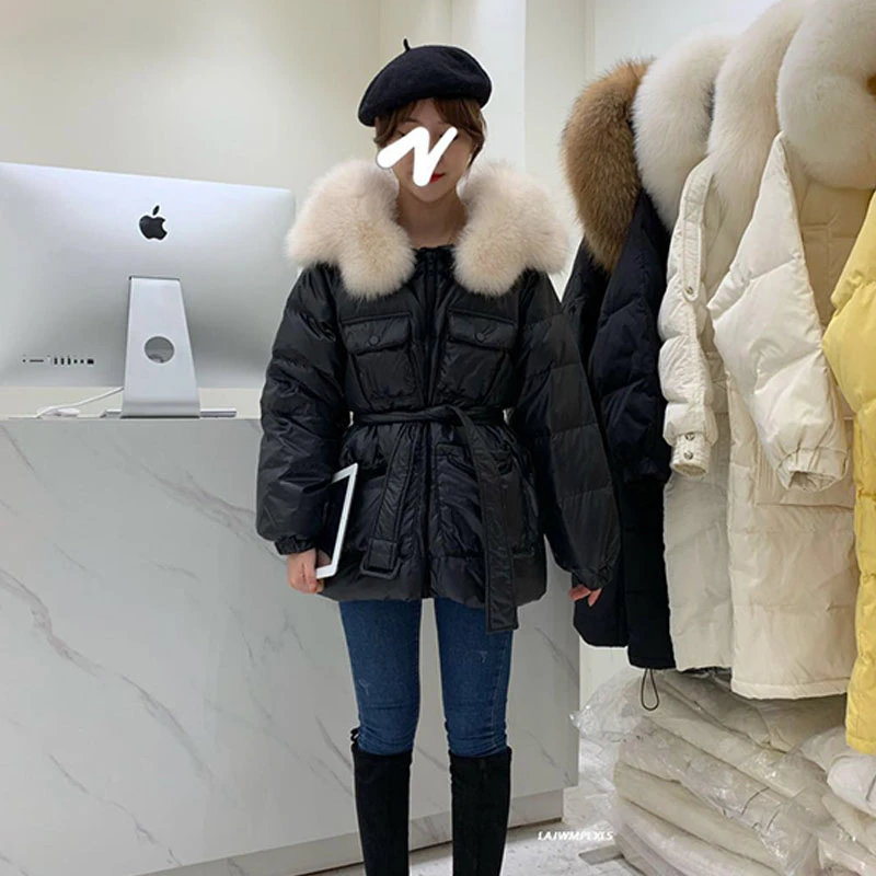 2020 New Real Fox Fur collars Women's Down Jacket