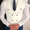 White Slim Fit Men Vest with Double Breasted One Piece Custom Male Suit Wasitcoat Peaked Lapel Wedding Gromsmen Waist Coat New 6