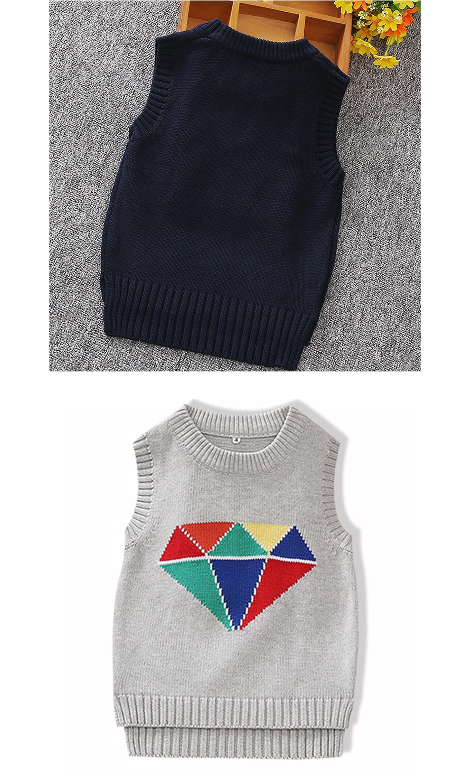 Children Knitted Vests Sweaters Children'S Clothing Autumn And Winter Baby Boys Clothes Waistcoats 24M-7y Kids Tops Wear Y