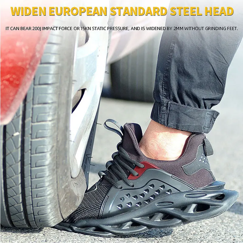 Новинка, размеры 36-48, защитная обувь мужская, со стальным носком, не разбивается, не прокалывается, большие размеры, дышащая, сезонная, защитная, для движения, Рабочая обувь