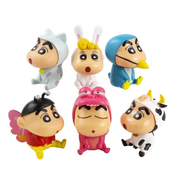 

6pcs/set Q Version Anime Crayon Shin Chan PVC Figure Toys Dolls Collectible Model toy Gifts