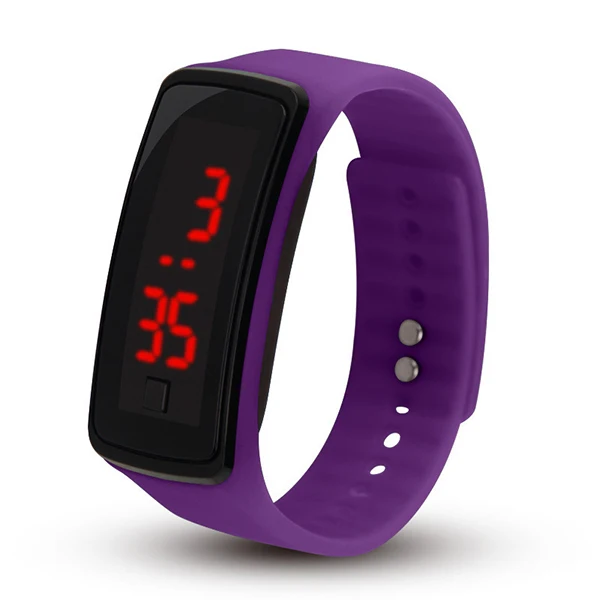 Цифровые Детские часы со светодиодным сенсорным экраном красочные силиконовые подростковые детские часы для девочек спортивные электронные часы для мальчиков montre fille - Цвет: purple
