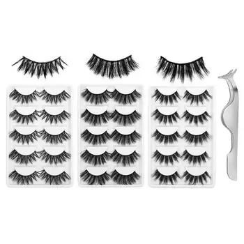 

15 Pairs False Eyelashes Thick 6D Fake Eyelashes Handmade Soft Fiber Eyelashes Pack With Tweezers (Black) UK Local Delivery