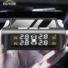 Inteligente carro tpms sistema de monitoramento pressão dos pneus energia solar digital tmps display lcd usb alarme segurança automática sensor pressão dos pneus