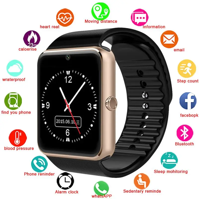 

Smart Watch GT08 Support SIM TF Card Camera Wristwatch Phone Call Bluetooth Smart Watch For Android IOS Support Multi language