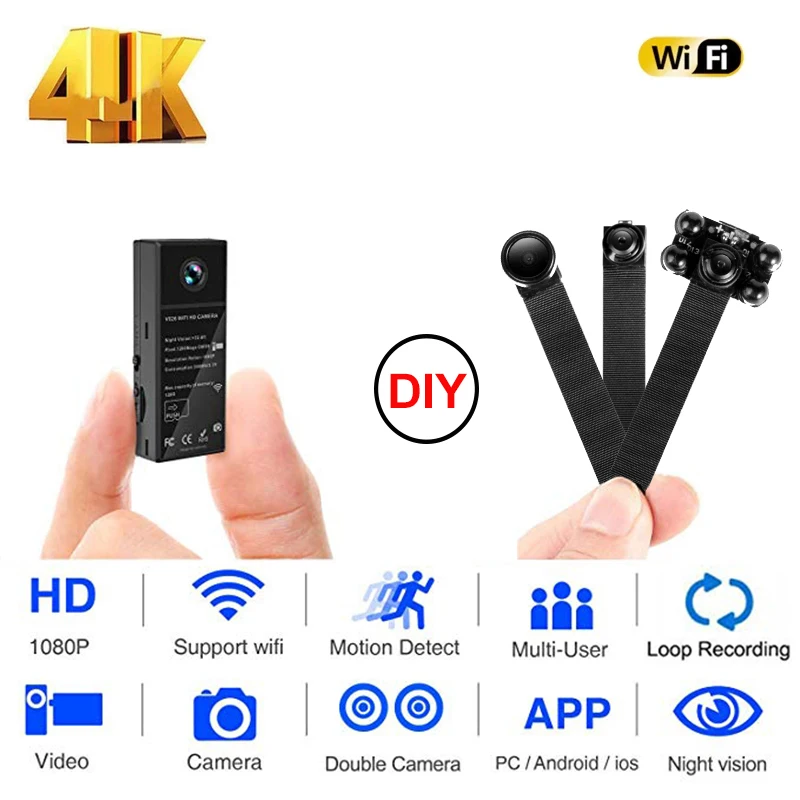 4K 1080P Wi-Fi камера беспроводная HD мини секретная видеокамера Обнаружение движения