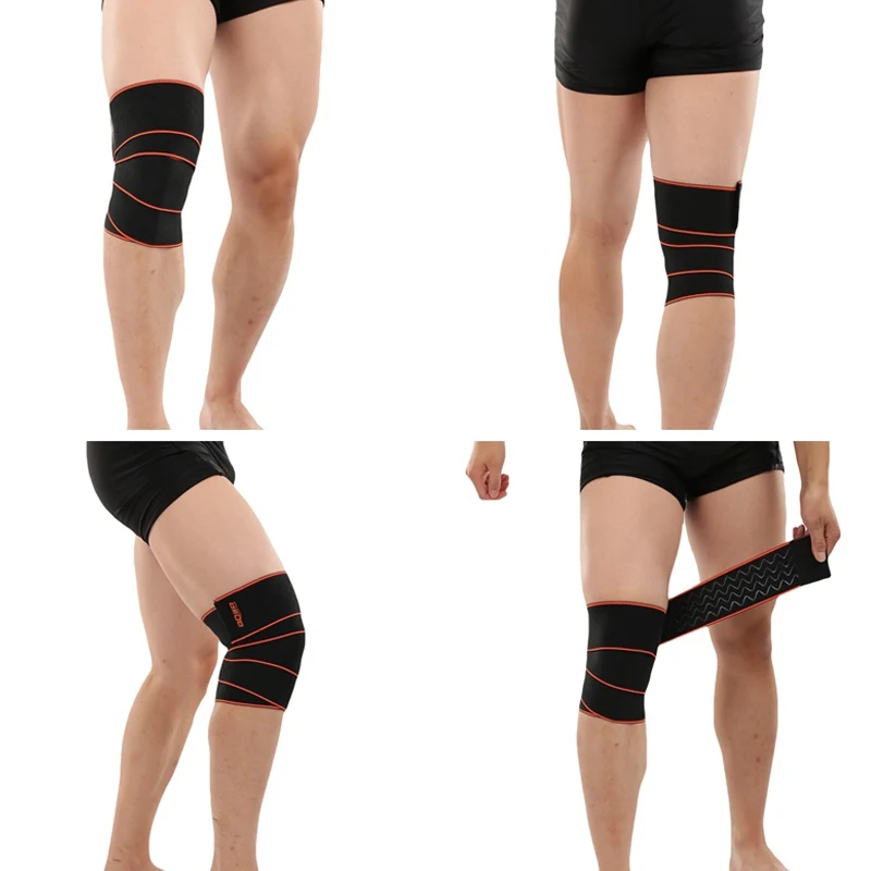 Sports Wrapped Compression Protective Knee Bandages Anti-slip Silicone Elastic Weightlifting Fitness Prevent Knee Sprain Elastic
