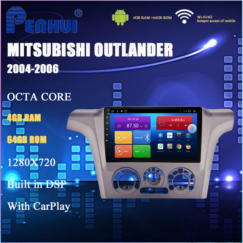 

Car DVD For Mitsubishi Outlander (2004-2006) Car Radio Multimedia Video Player Navigation GPS Android10.0 Double Din