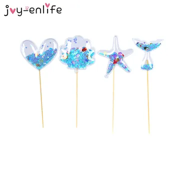 

Shiny Confetti Transparent Star Crown Cloud Cake Toppers Wedding Party Cupcake Topper Baby Shower Birthday Mermaid Party decor