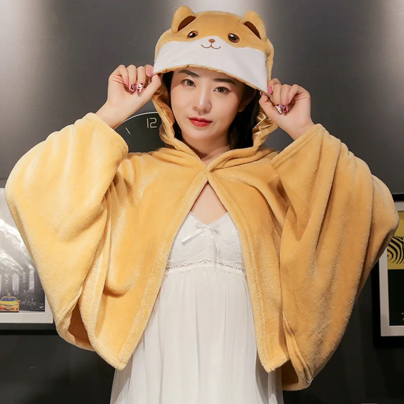 

Shiba Inu Two Ha Mantle Lazy Blanket Students Shawl Nap Cloak Office Cartoon Airable Blanket Winter Warm