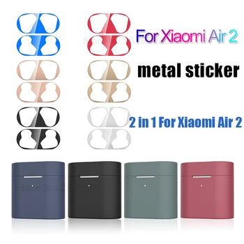 

For Airdots Pro 2 Dust Guard Sticker+ Soft Case Dust-proof Metal Protective Skin Protector for Xiaomi Airdots Pro Air 2 TWS Case