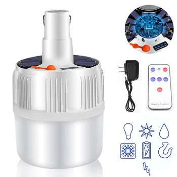 

60/80/100W Camping Light Outdoor Solar LED Bulb Lights Battery Charge Portable LED Lantern Light Home Night Market Tent Lamp
