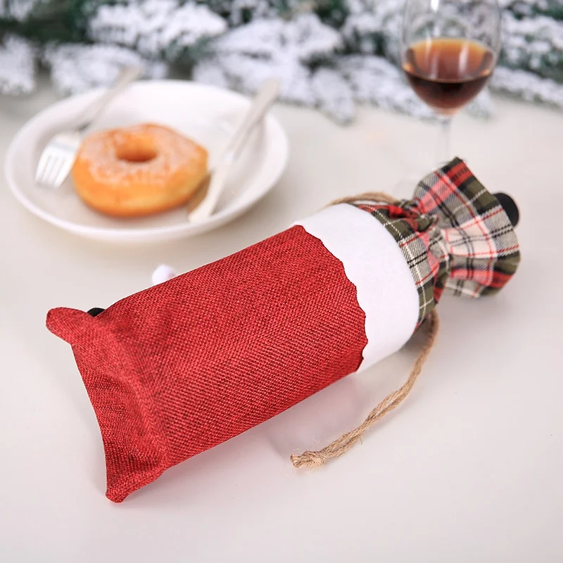 Navidad Рождественская бутылка вина на шнурке чехол Сумки праздничные вечерние украшения для дома Санта-Клаус/Снеговик/Лось/медведь