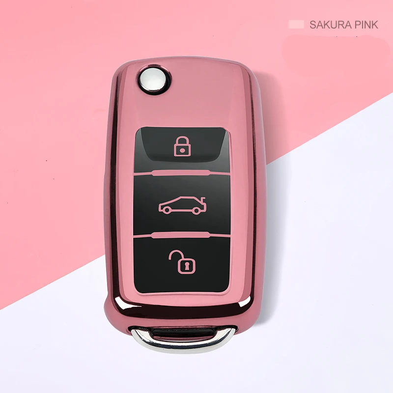 TPU Мягкий силиконовый чехол для ключей от машины крышка для VW Golf Passat Beetle Polo Bora 2/3 кнопочный Выкидной ключ защиты аксессуары для авто-Стайлинг