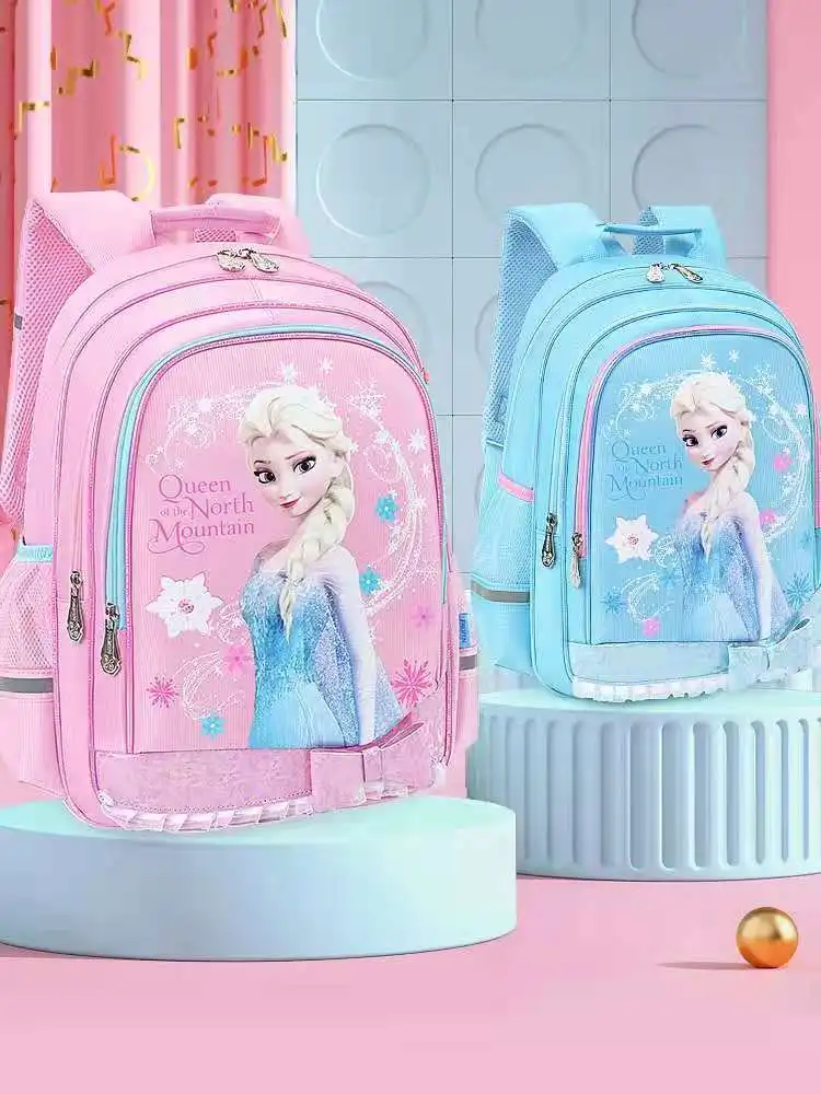 Disney Frozen School Bag For Girl Elsa Anna Primary Student Orthopedic Shoulder Backpack Grade 1-4 Large Capacity Mochila