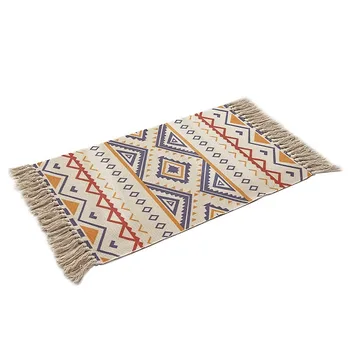 

Cotton Blending Strip Pattern Floor Mat Machinable wash Rectangular Rug Bedroom Door Mats Bedside Floor Mat Door Mat
