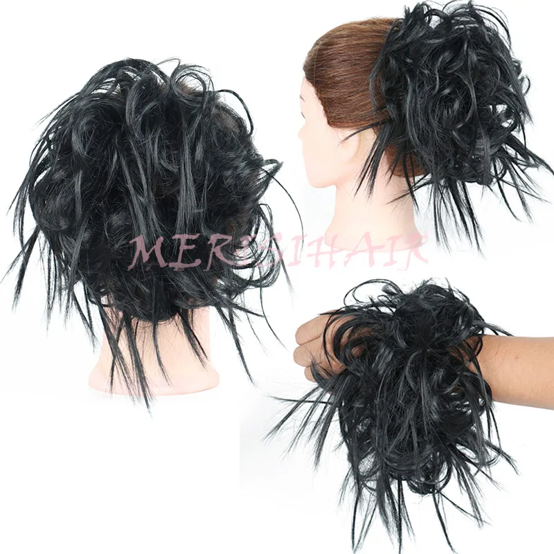 MERISI волосы грязные резинки шиньон волосы булочка кудрявая эластичная лента шиньон для создания прически синтетические волосы шиньон наращивание волос для женщин - Цвет: Q17  1