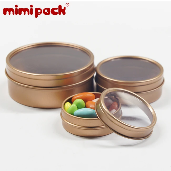 Mimipack мелкой круглой формы окна скольжения крышки 24 шт. Олова коробка для шоколада, конфеты, специи, сувениры, свечи