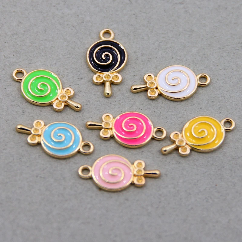 Enamel Candy Lollipop Charms for DIY Jewelry Making - Set of 10