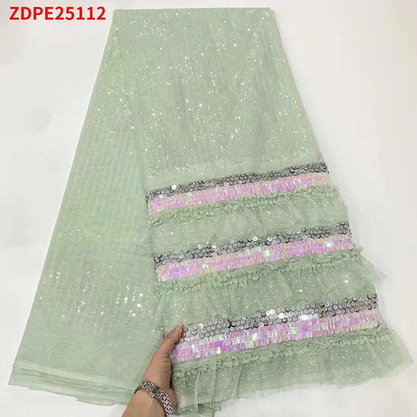 High Quality French Mesh Net Lace Fabric ​African Nigeria Sequins Skirt Cloth For Party Dres Zdpe25112