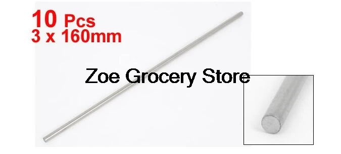 

10 Pcs 3mm Dia 16cm Long Stainless Steel RC Helicopter Transmission Round Rods