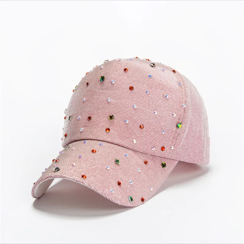 pink Новинка, бейсбольная кепка, цветная, алмазная, дикая, модная, трендовая, повседневная Кепка, уличная, защита от солнца, шляпа от солнца - Цвет: pink