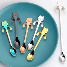 Милая кошачья ложка, мороженое, чайная ложка с длинной ручкой, столовые приборы, инструменты для питья, кухонный гаджет, кофейная чашка, аксессуары, ложки