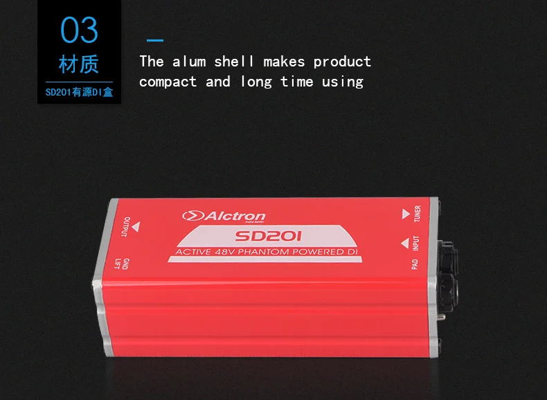 4 шт./лот Alctron SD201 Профессиональный активный DI box для записи гитары и сценического представления, акустической и электрической гитары