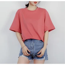 Summer New Half Sleeve Female T-shirt White Black Blue Tee O-Neck Loose Fashion Tops Breathable Casual T-shirts for Women