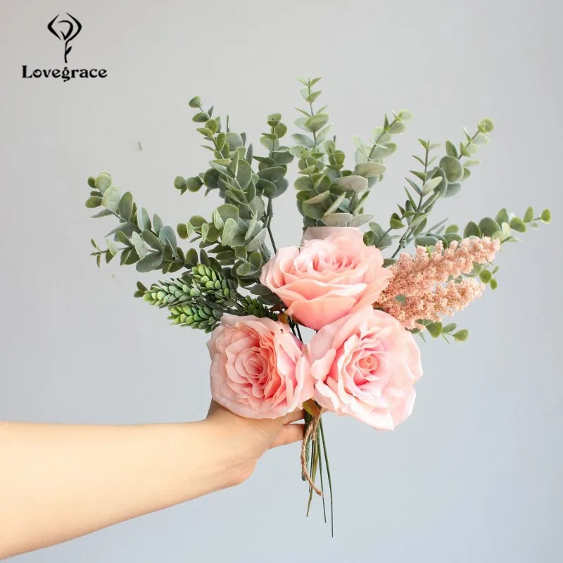 Lovegrace Свадебный букет цветов Свадебные букеты шелк искусственный розы букет на свадьбу для невесты Свадебные аксессуары