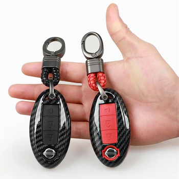 

Carbon Fiber Car Key ABS Cover Style Key Protect Case Shell For Nissan Livina Tiida X-Trail T31 T32 Qashqai March Juke Teana