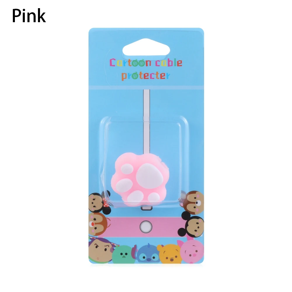 Милый защитный мягкий шнур для зарядного устройства телефона, модный кабель для передачи данных с животными из мультфильмов, защита веревки - Цвет: pink